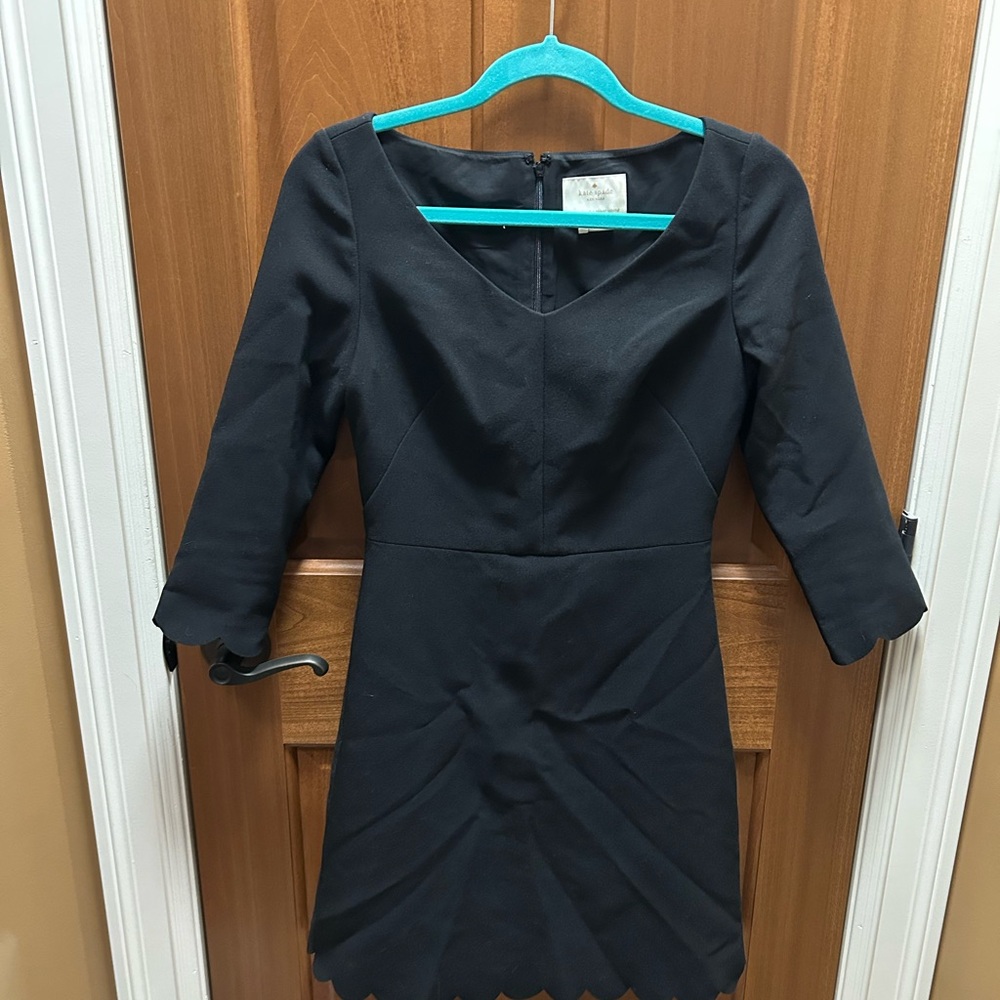Kate Spade Black Sheath Dress with Cuffed 3/4 Sleeves